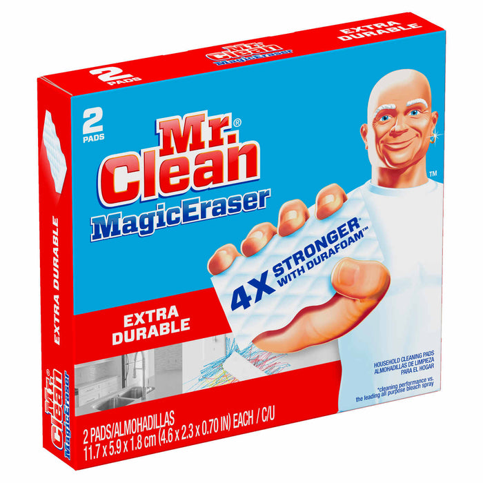 Miếng lau Mr. Clean Magic Eraser Extra Durable có khả năng dọn dẹp tất cả các loại vết bẩn và dấu vết một cách đáng kinh ngạc. Nó có thể được sử dụng nhiều lần và vẫn giữ được độ bền của nó. Xem hình ảnh liên quan để tìm hiểu thêm về sản phẩm phải chăng này.