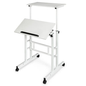 Adjustable Stand Up Laptop Desk with Wheels  Office Workstation - Skyorium