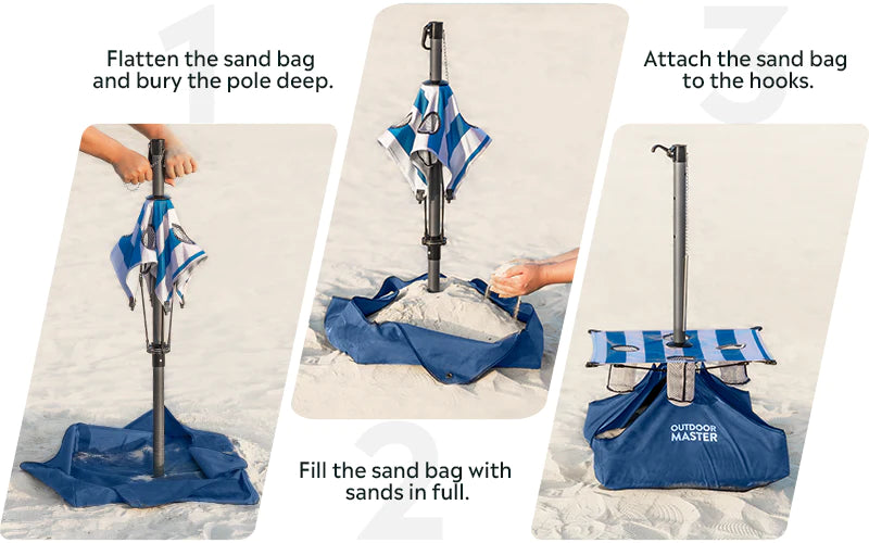 beach umbrella with sandbag anchors design