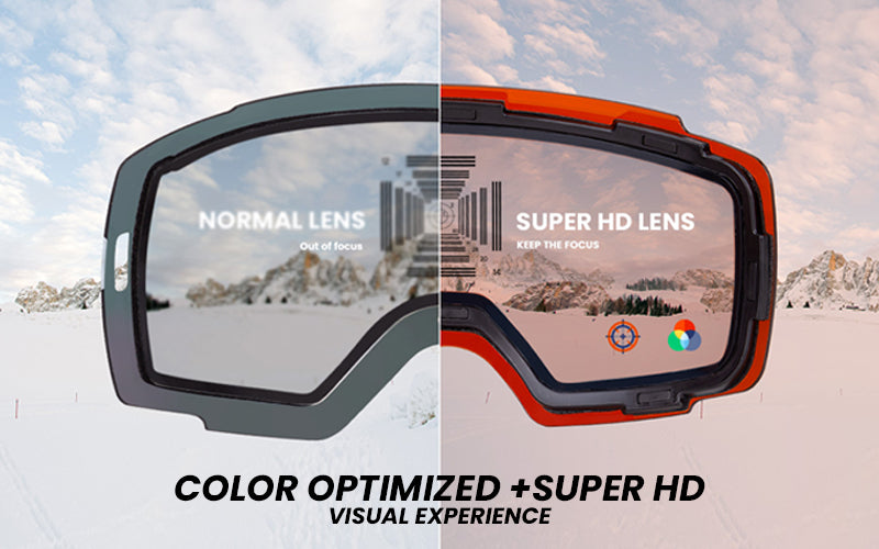 Color-optimized ski goggles with super HD lens