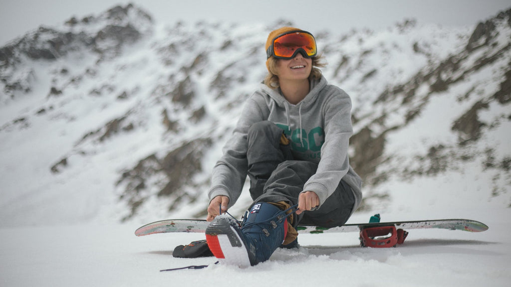 Snowboarder sitting on the snow