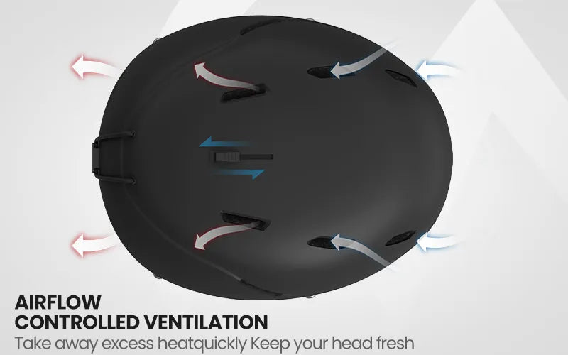 ski helmet with 13 airflow evaluation channels