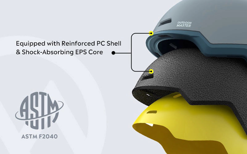 snow helmet with EPS foam and ASTM (shock absorbing) certification