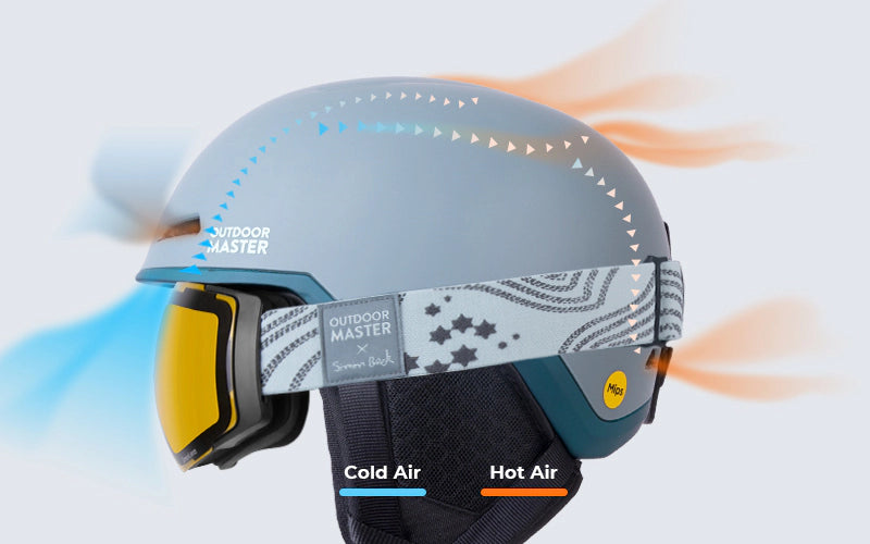 Diamond ski helmet airflow evaluation channel