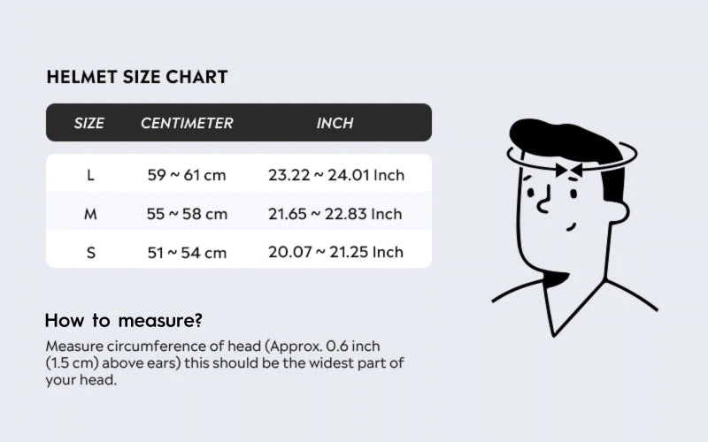 snow helmet size chart
