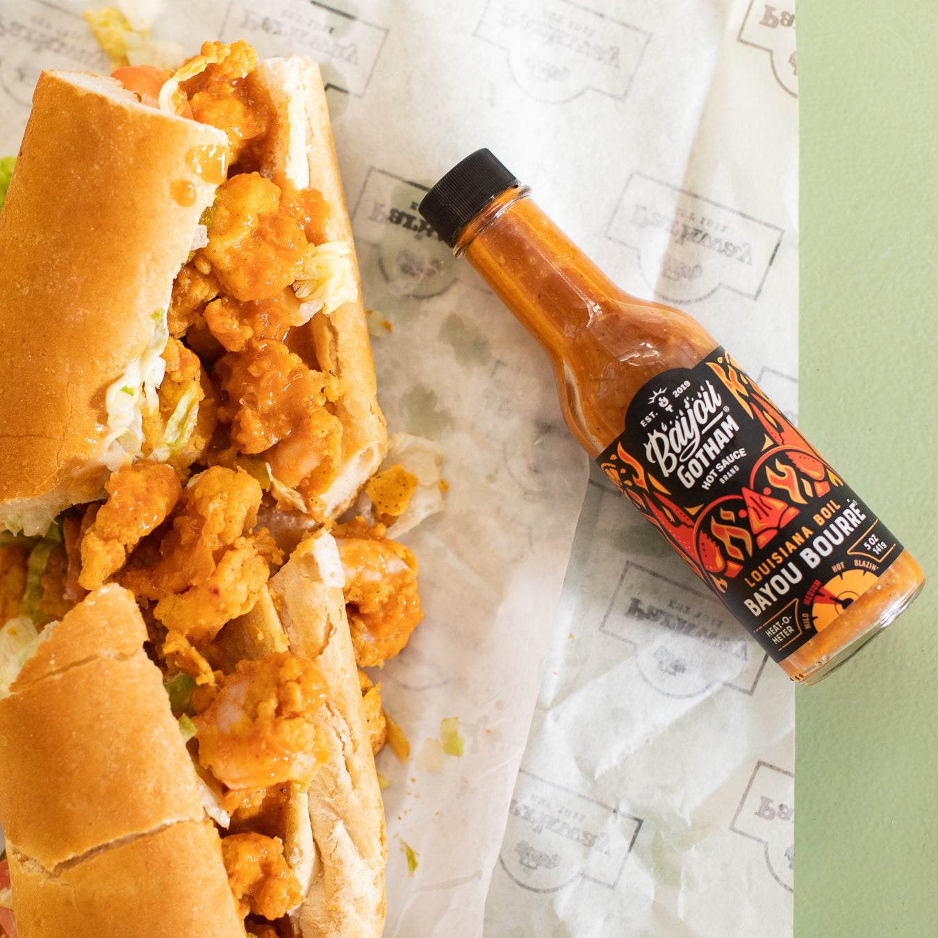 Bayou Bourre Louisiana Hervir Salsa Picante Po-boy