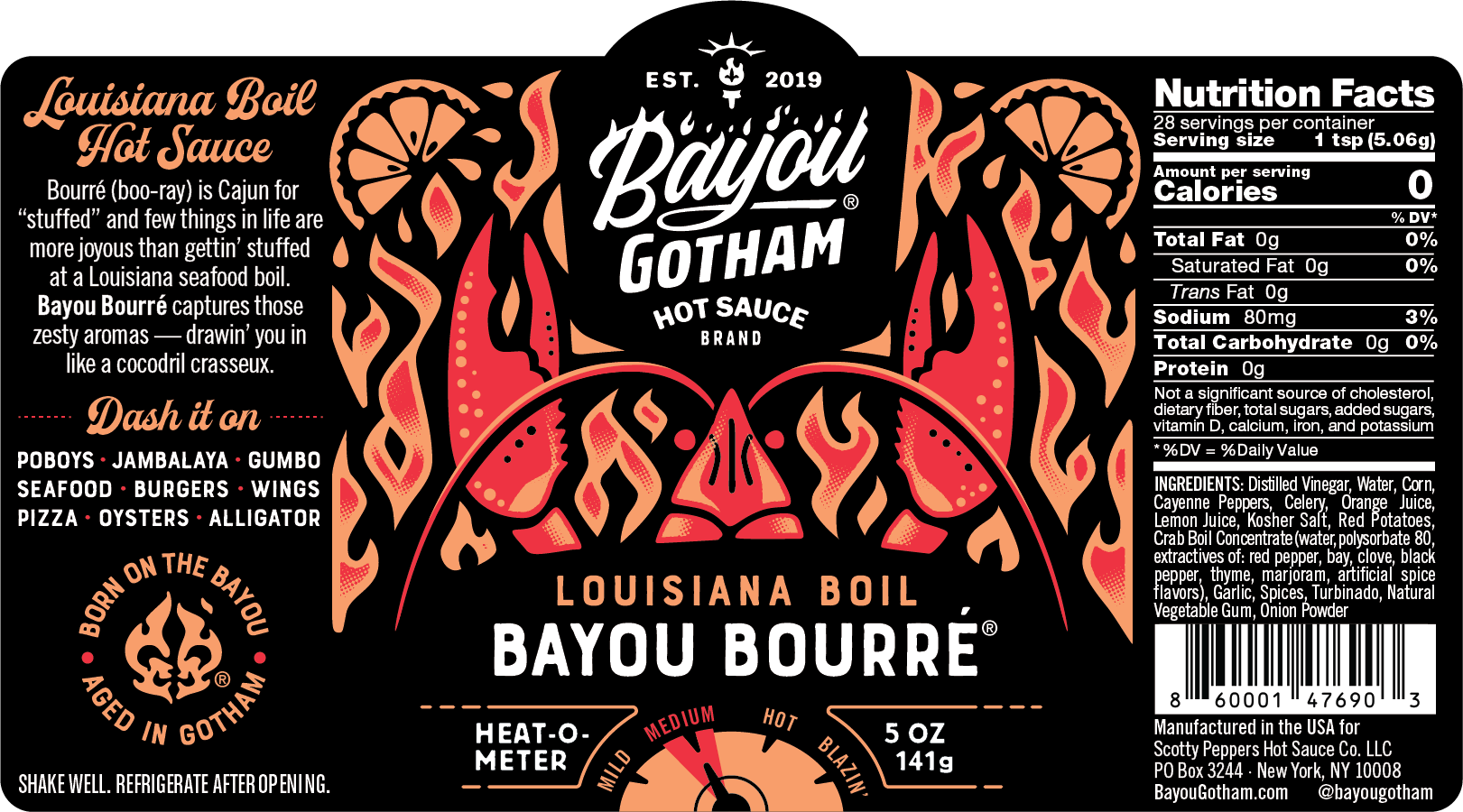 Diseño de etiqueta Bayou Gotham Bayou Bourre