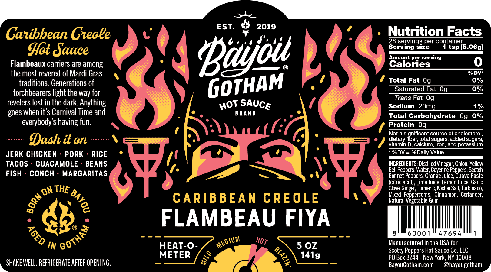Flambeau Fiya Caribbean Creole Hot Sauce Label
