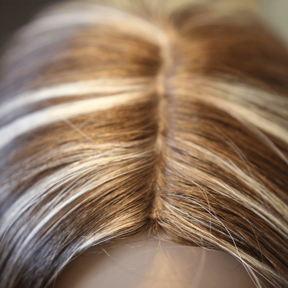 Human Hair Toppers For Women With Thinning Hair | Chocolate-Brown-Ash-Blonde -Highlights | European Hair Pieces – Sarko Beauty