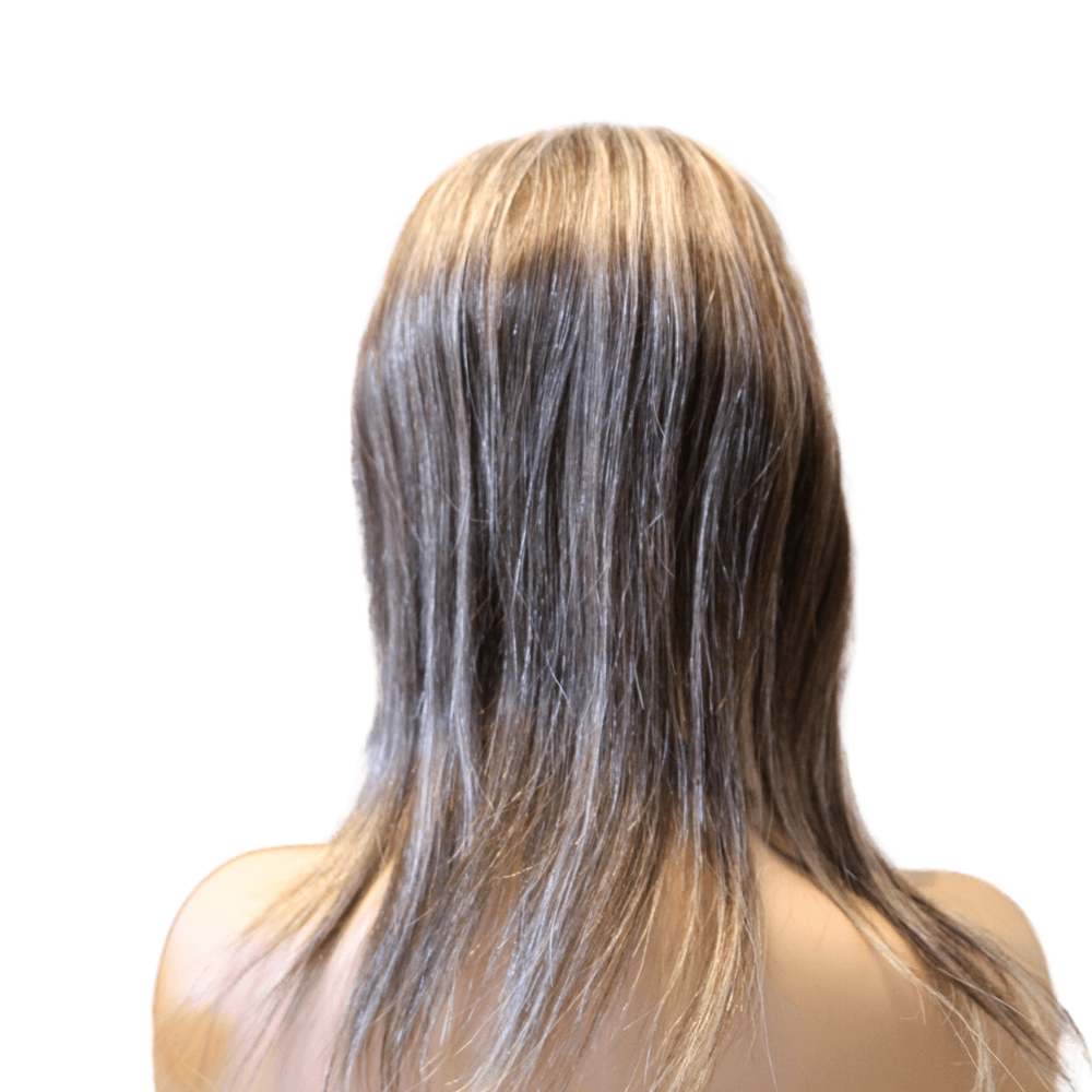 Human Hair Toppers For Women With Thinning Hair | Chocolate-Brown-Ash-Blonde -Highlights | European Hair Pieces – Sarko Beauty