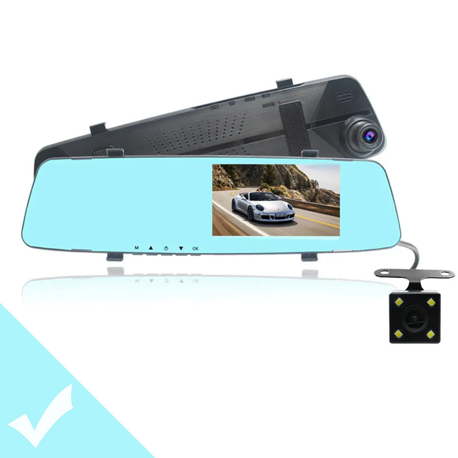 RecMe™ Dual Lens Vehicle Rearview Mirror Camera Recorder Car Dash Cam