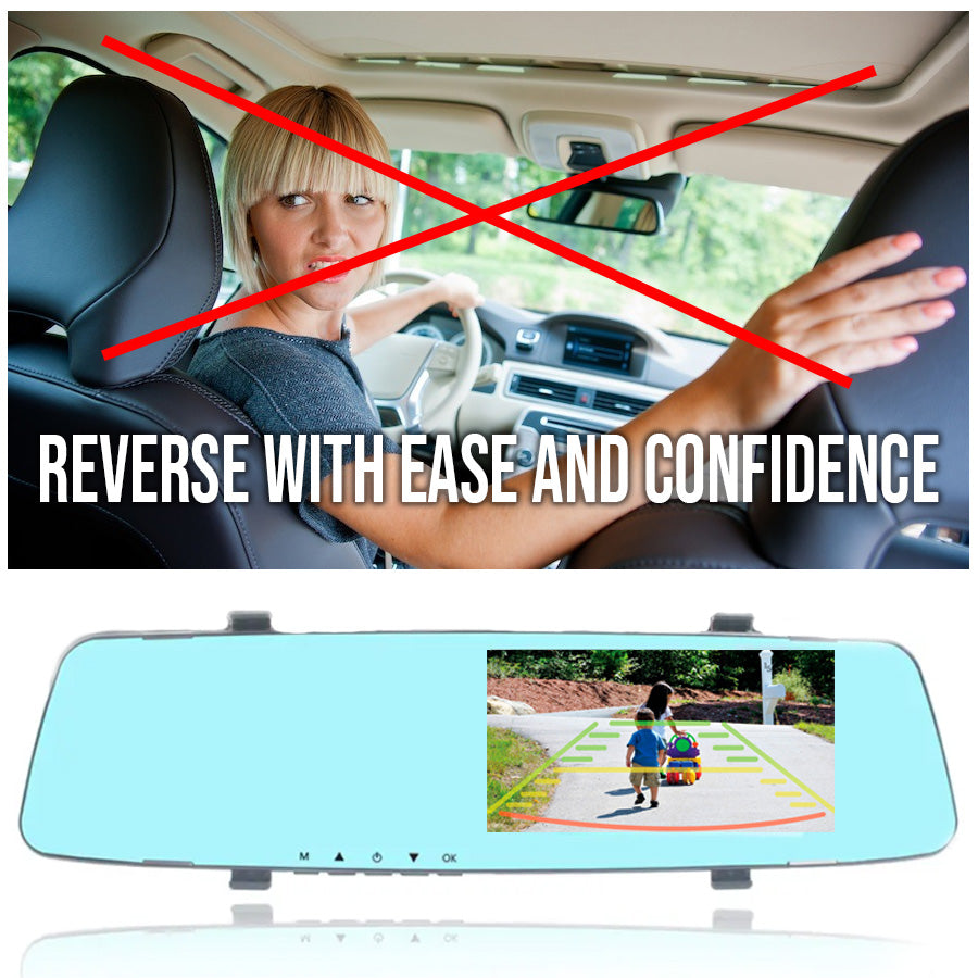 RecMe™ Dual Lens Vehicle Rearview Mirror Camera Recorder Car Dash Cam