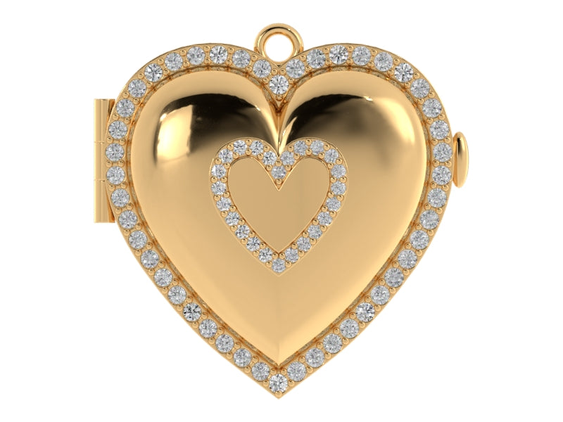 14K Solid Yellow Gold Heart Locket Photo Pendant Valentine's Day Gift  Engraveable With 0.8 MM Snake Chain - Etsy