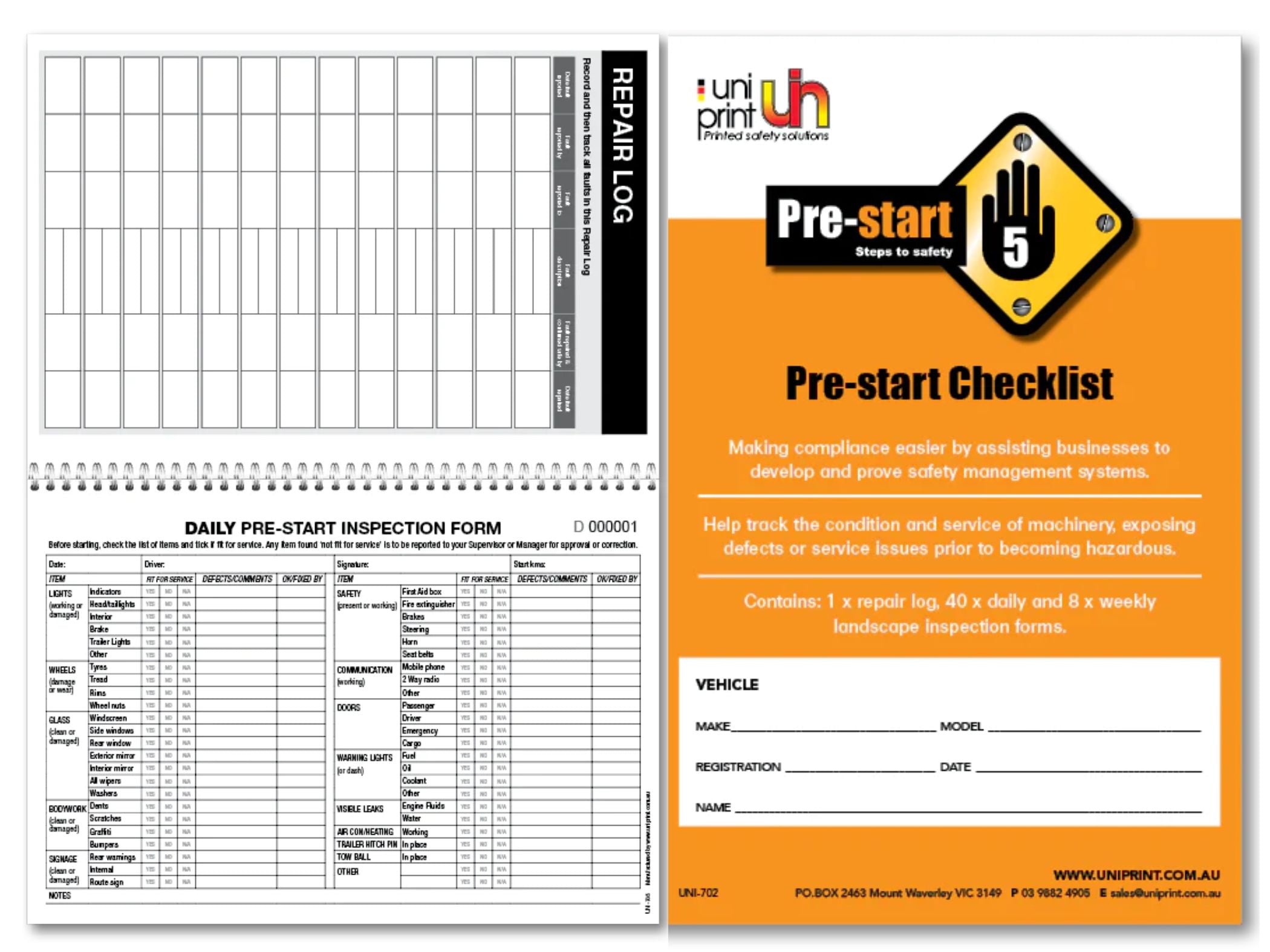 wholesale pre start checklist for machinery, truck pre start checklist