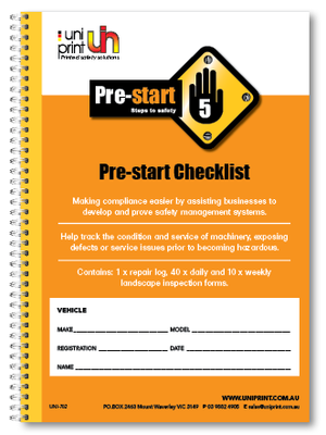 pre start checklist, safety books
