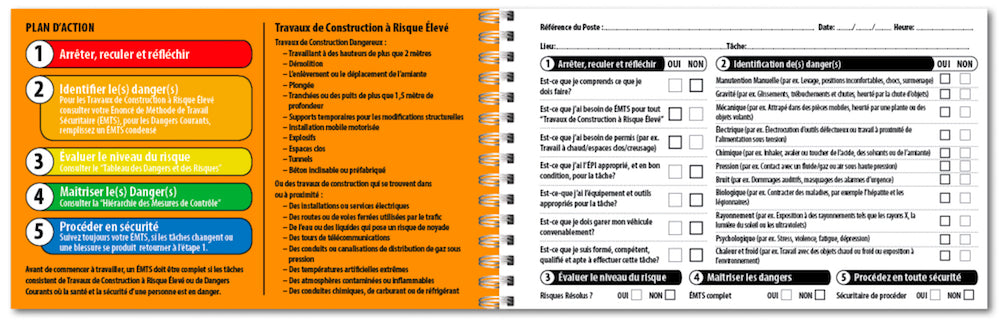 french safety checklist, take 5 safety book in french