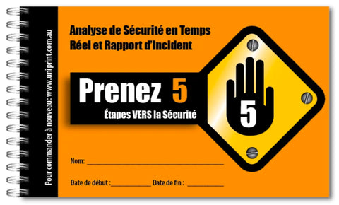 french take 5 safety book, safety checklist in french