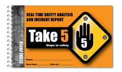 custom take 5 safety book, waterproof safety book