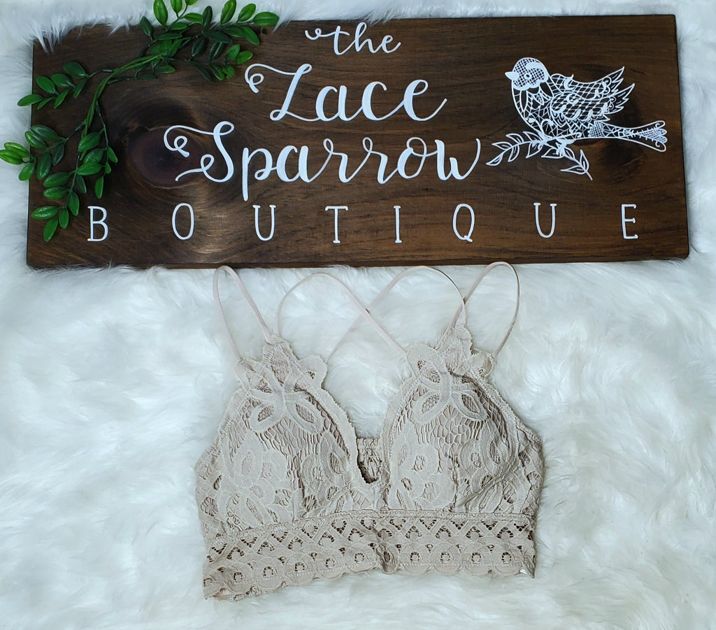 Floral Lace Bralette- Nude – The Lace Sparrow Boutique