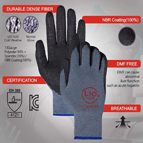 LIO FLEX Multi Purpose NBR Foam Coated Work Gloves DMF Free Non-Slip