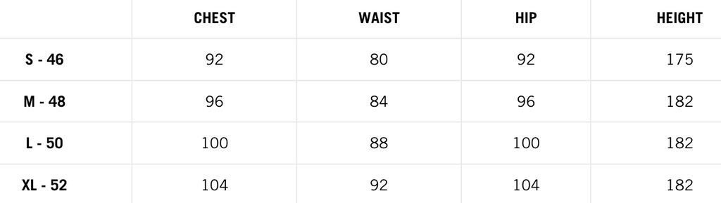 men's size chart