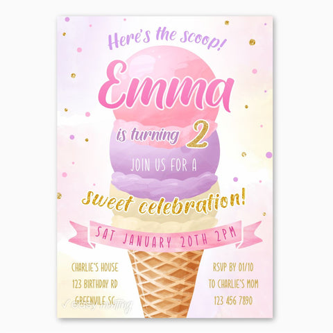 Ice Cream Birthday Invitation - Easy Inviting