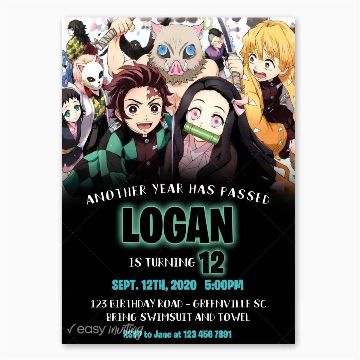 Edit this Creative Anime Cosplay Jorge's Birthday Party Invitation layout  online for free