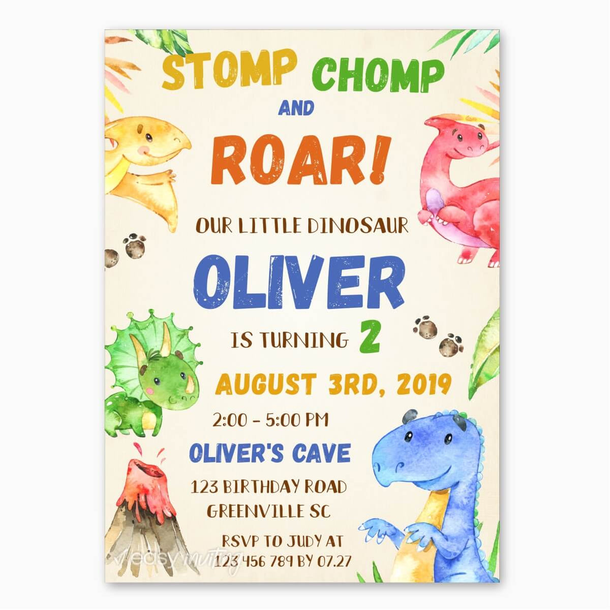 Cute Dinosaurs Birthday Invitation – Easy Inviting