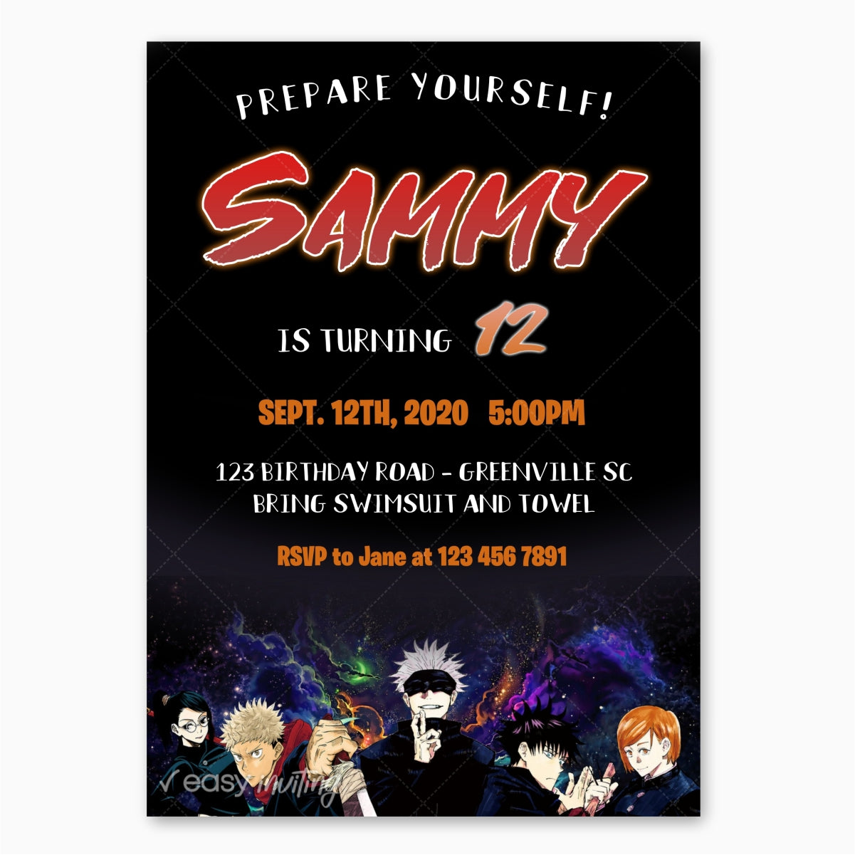 Jujutsu Kaisen Birthday Invitation Easy Inviting