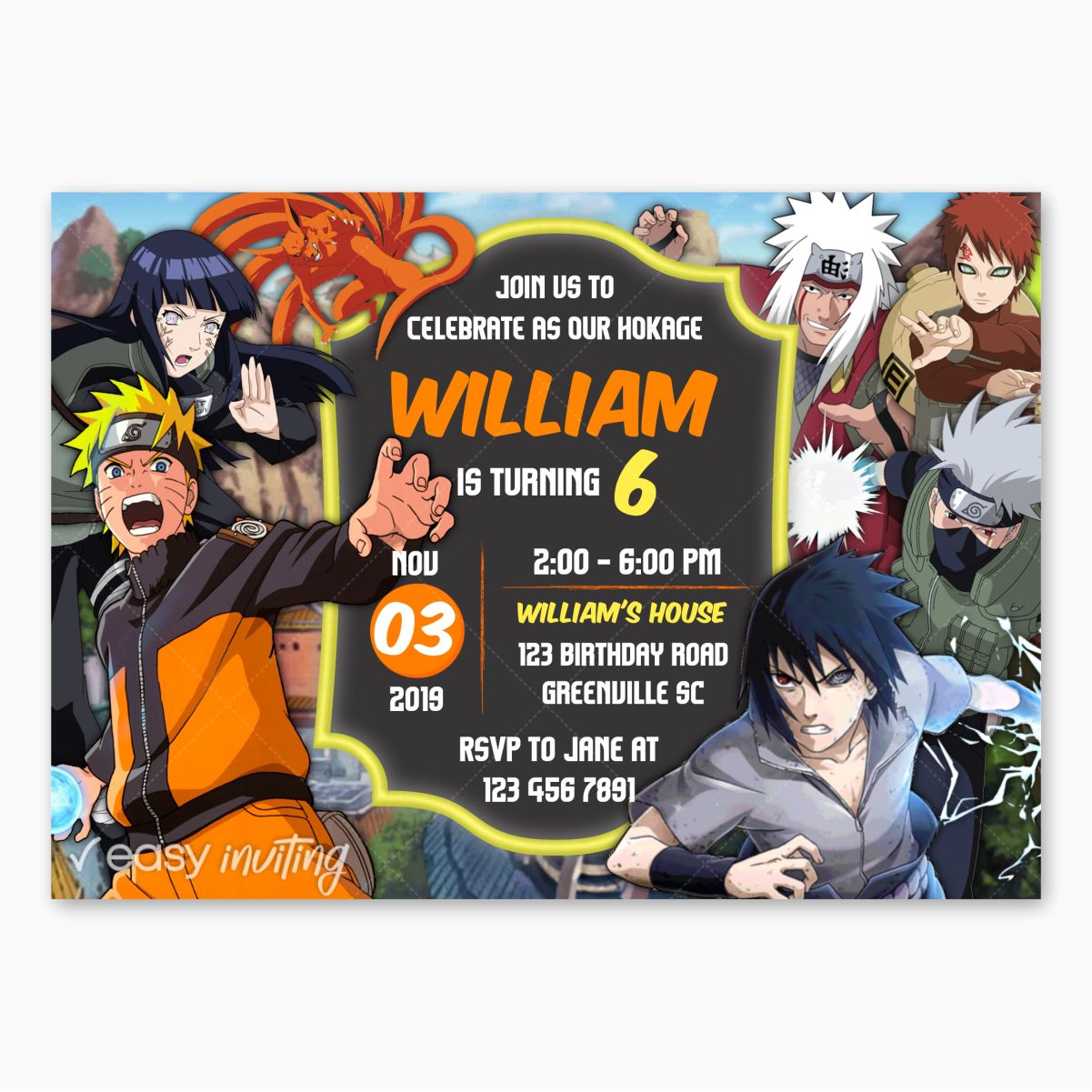 Naruto Birthday Invitation Printable Easy Inviting