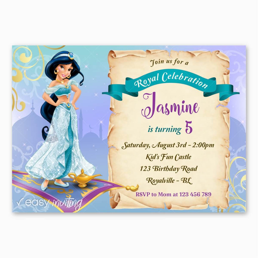 Princess Jasmine Birthday Invitation – Easy Inviting