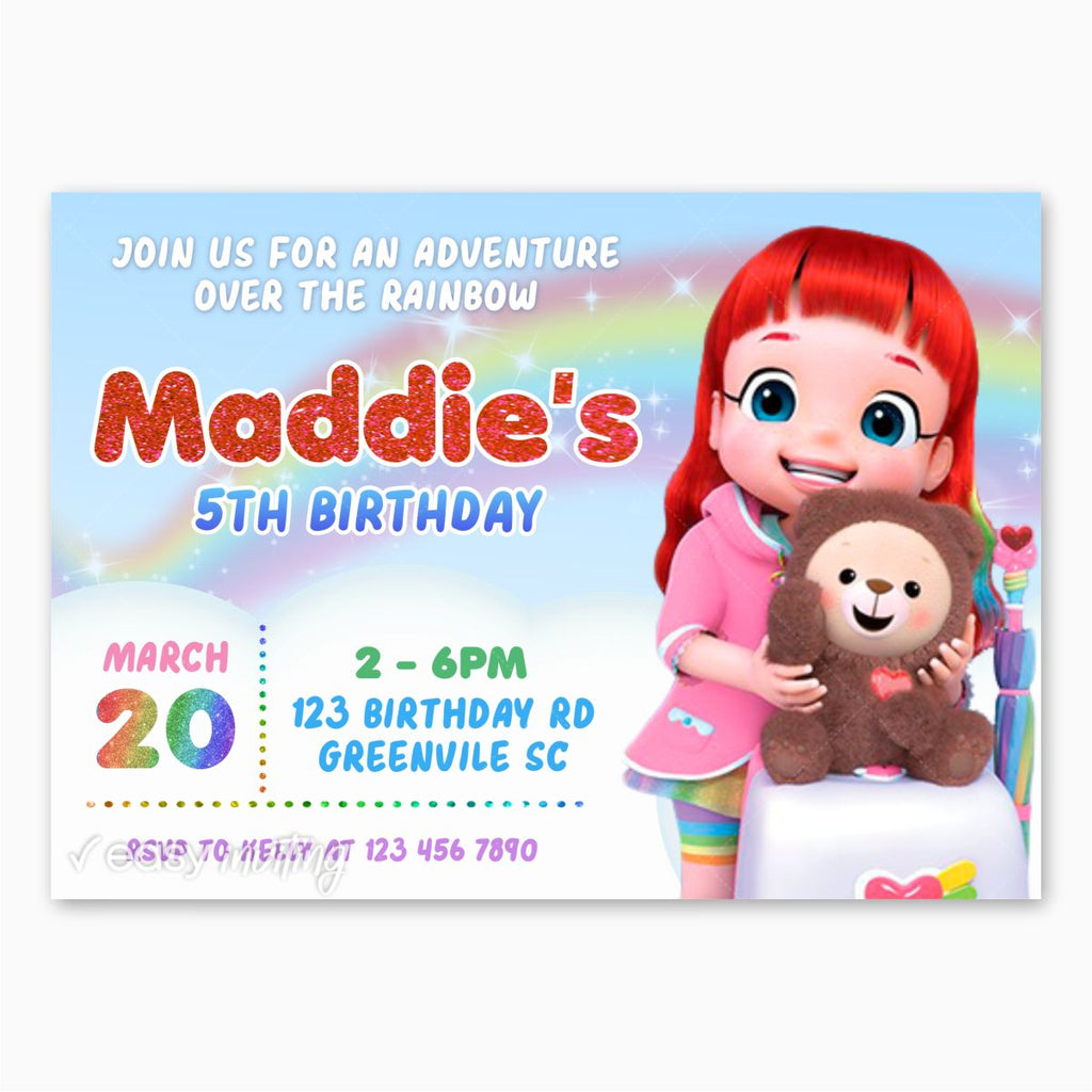 Rainbow Ruby Birthday Invitation – Easy Inviting