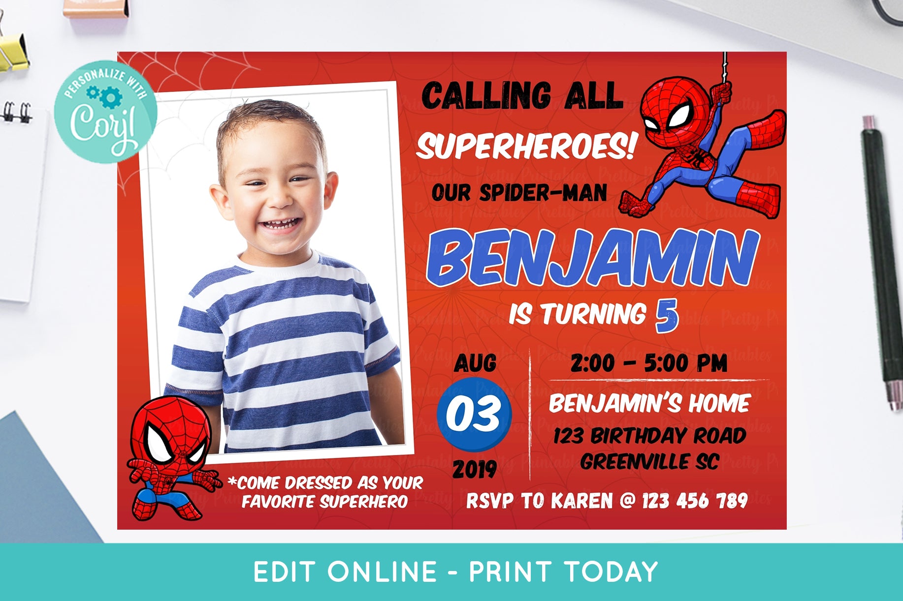 Chibi Spiderman Birthday Invitation – Easy Inviting