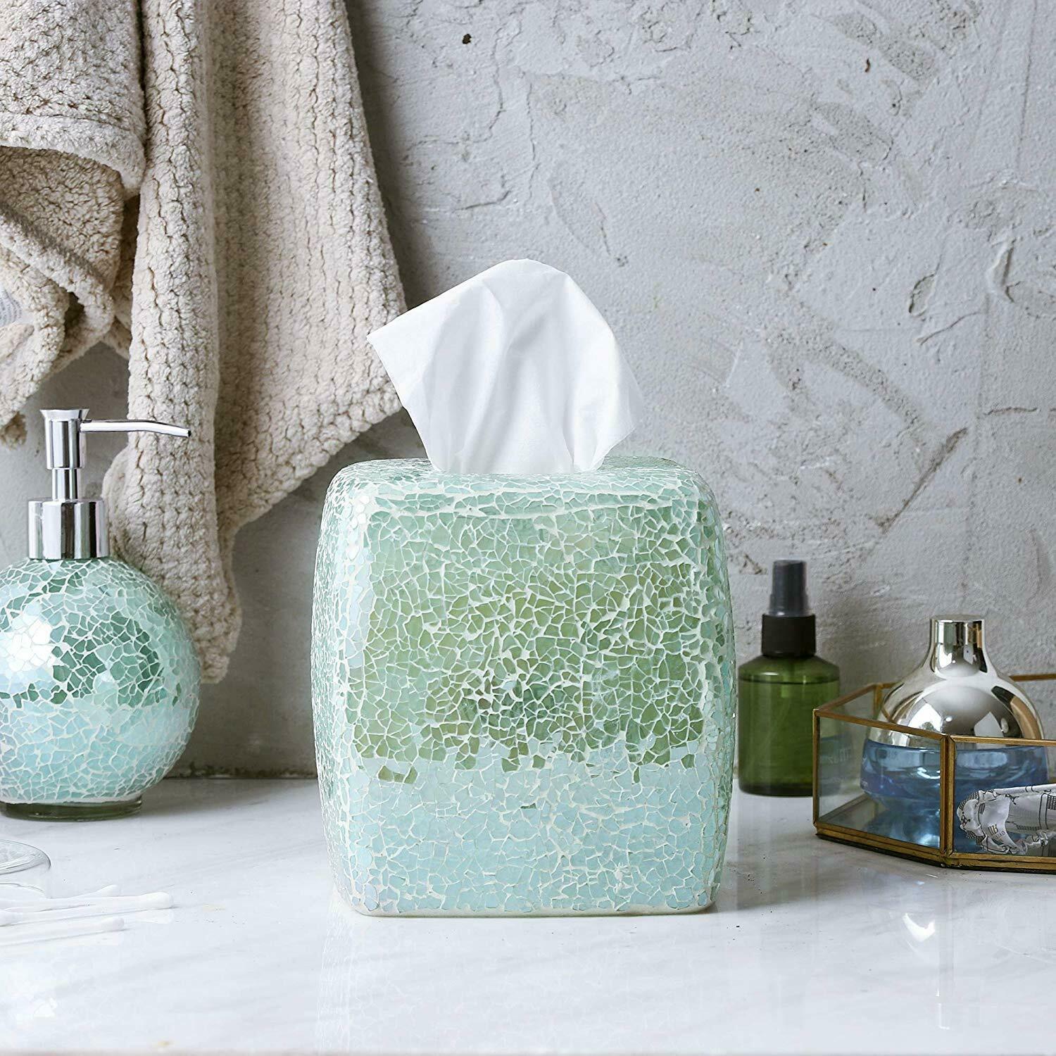 teal tissue box cover