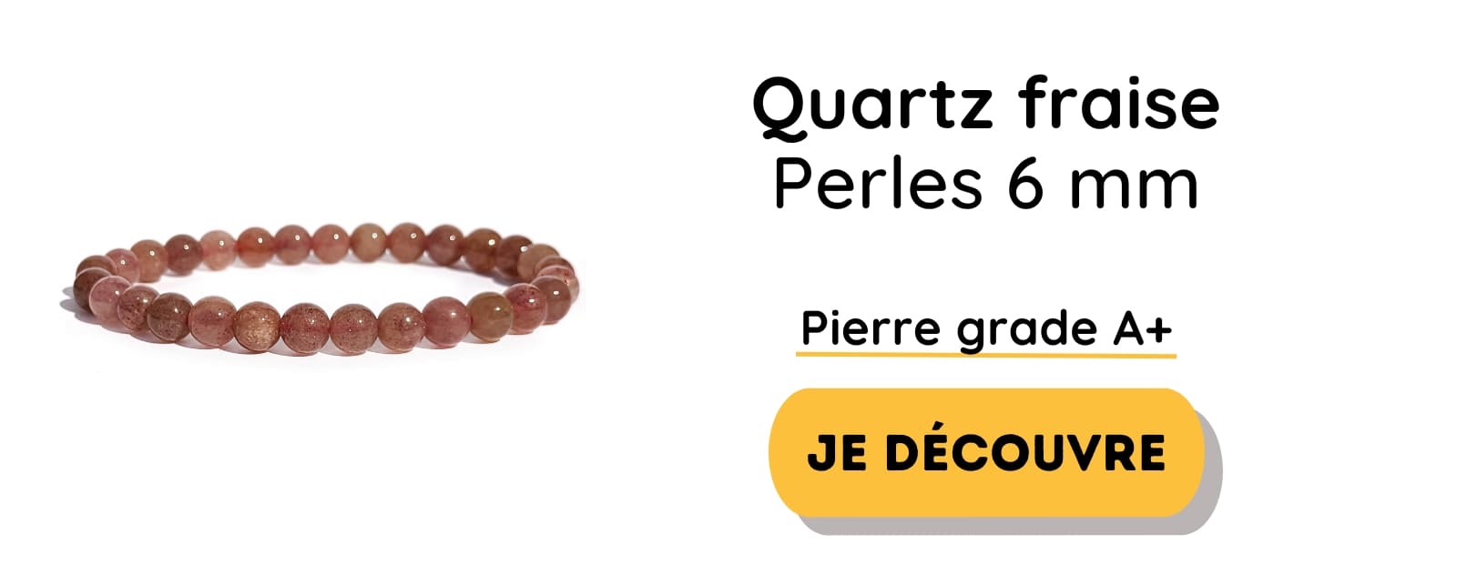Bracelet de quartz fraise en perles 6mm
