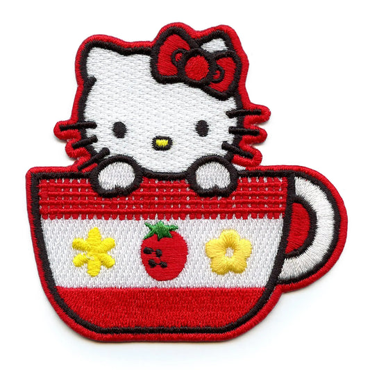 Hello Kitty Patch Head Sanrio Japanese Cats Embroidered Iron On Patch  3x2.25