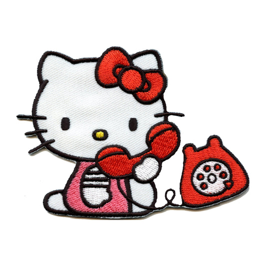 Hello Kitty Patch White Phone Embroidered Iron On