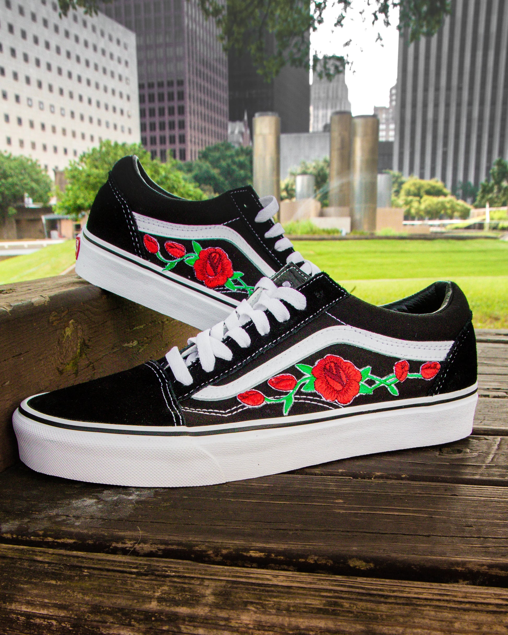Old Skool Red Rose Custom Handmade Shoes Patch Collection
