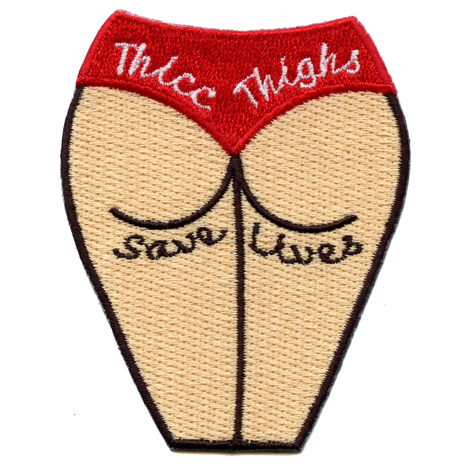 Add this Thicc Thighs embroidered patch to your growing
