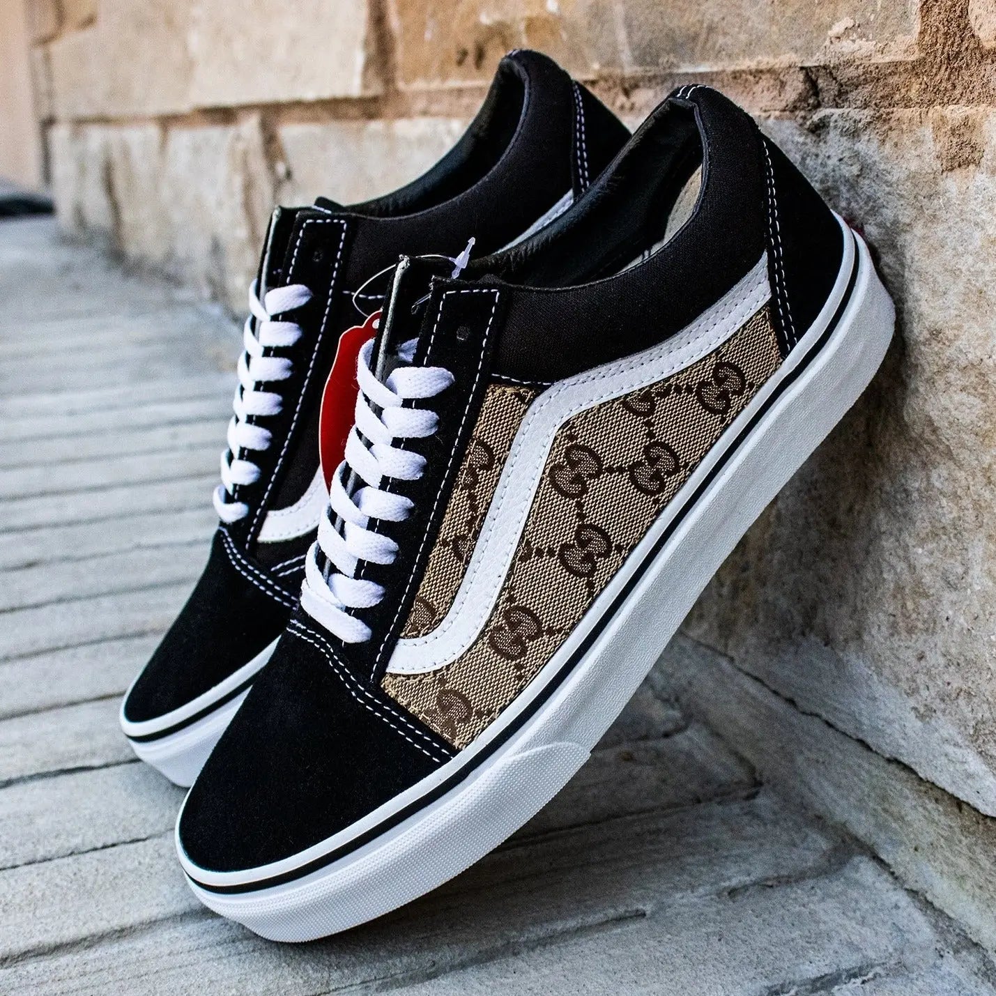 Vans Black Old Skool x Authentic GG Custom Shoes By Patch Collection
