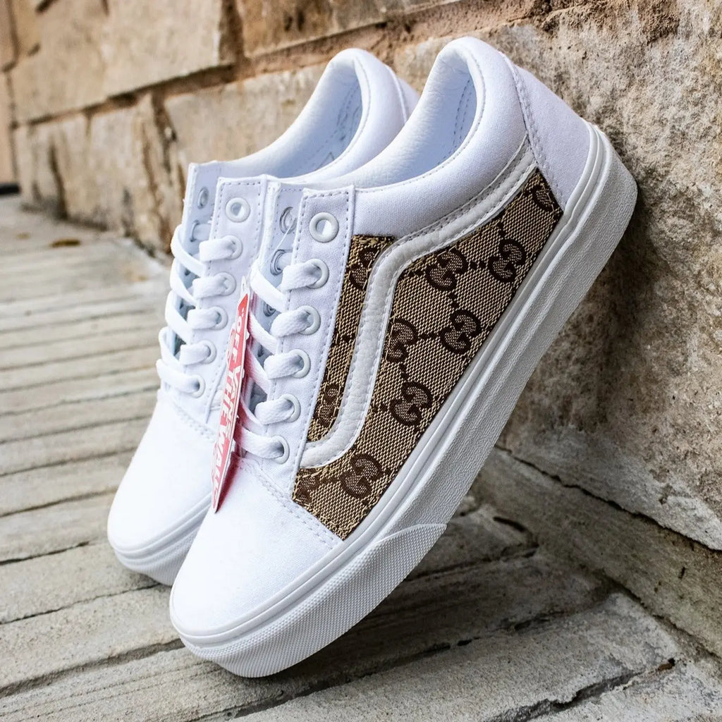 vans old skool all white custom