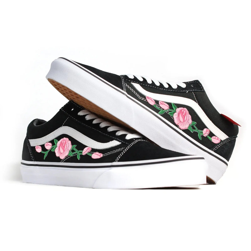 vans with pink roses