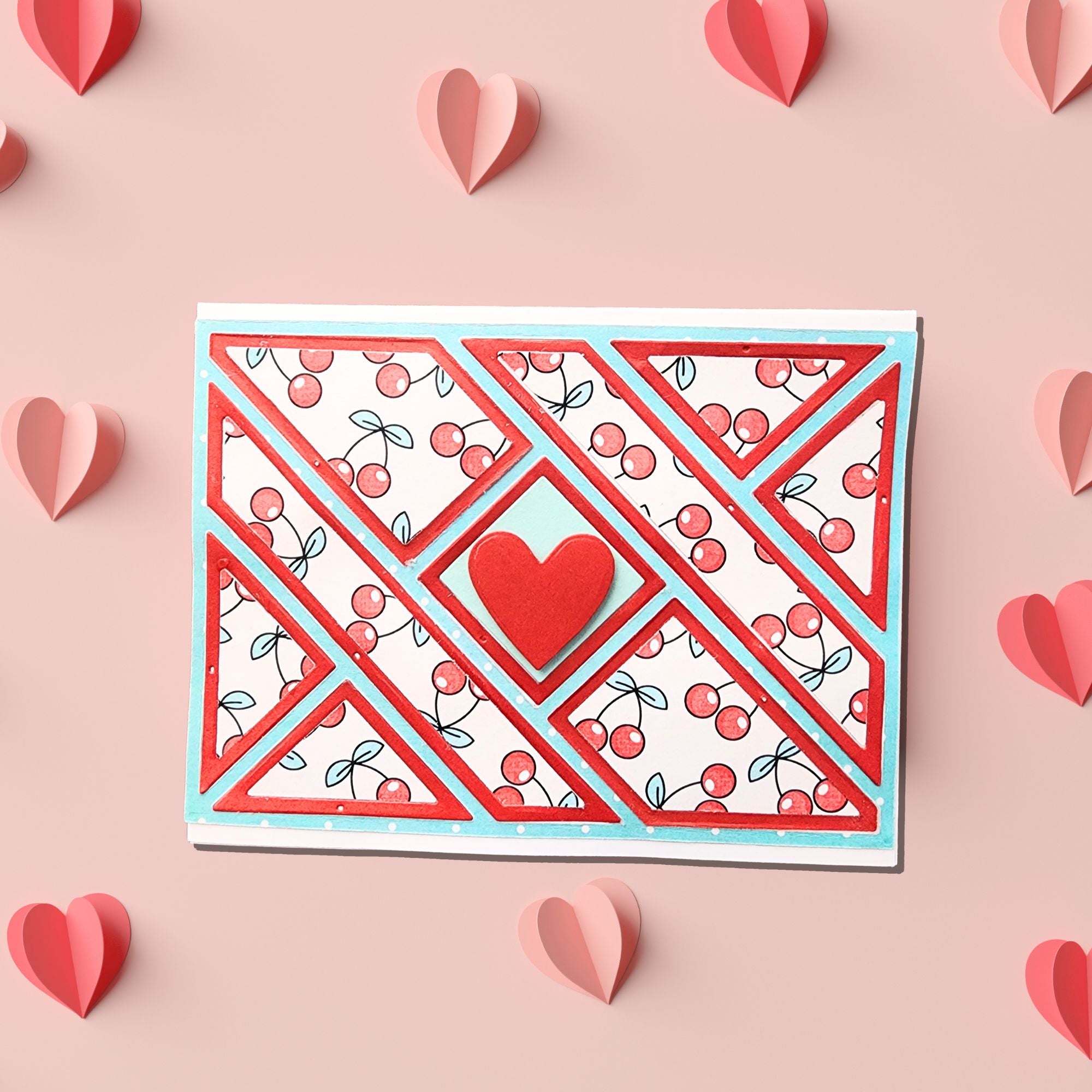 Happy Valentines Day Greeting Card, handmade, Paper Pieced Design
