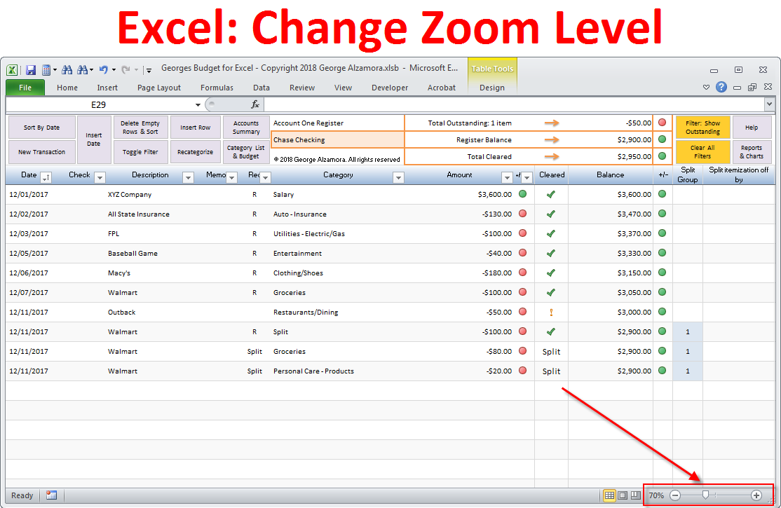 changing zoom on ms excel for mac