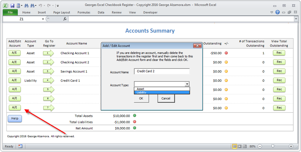 Checkbook Spreadsheet Software Delete Account