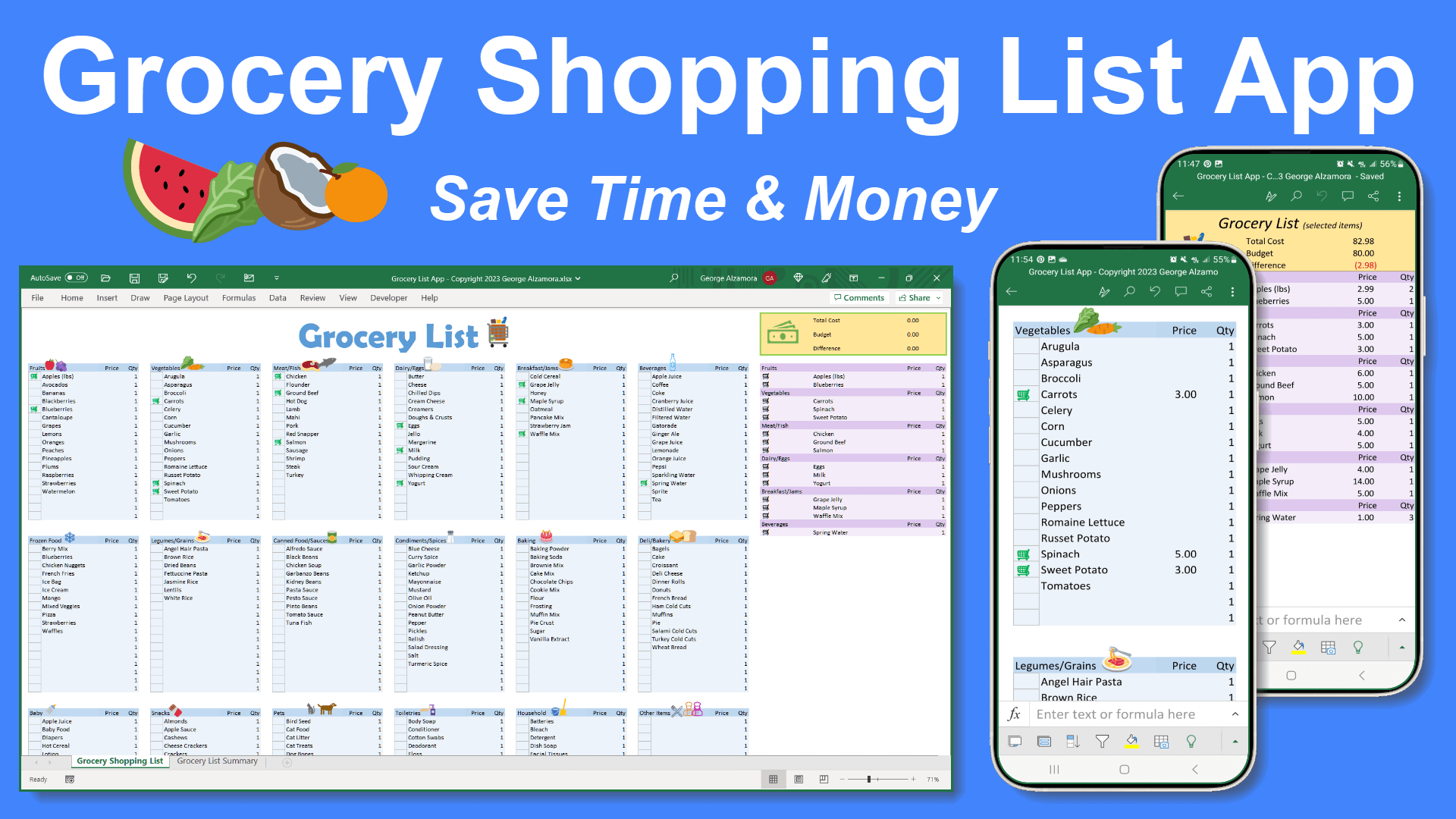 Grocery Shopping List App for iPhone, Android, PC and Mac Computers