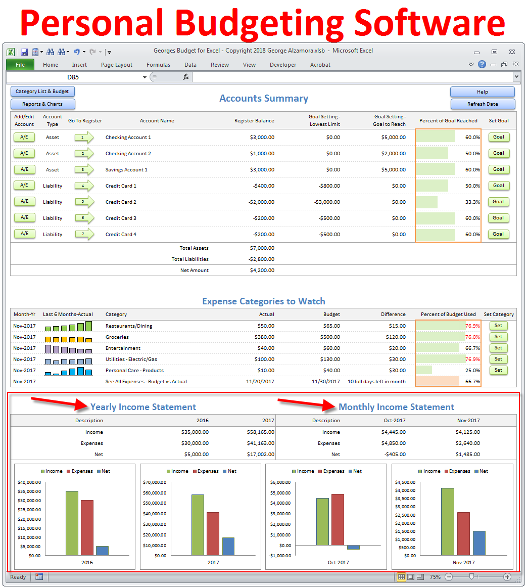 Personal Budget Software Apps Income vs Expenses Report ...
