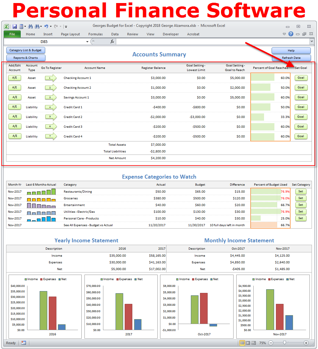 Personal Finance Software: Set Savings Goals