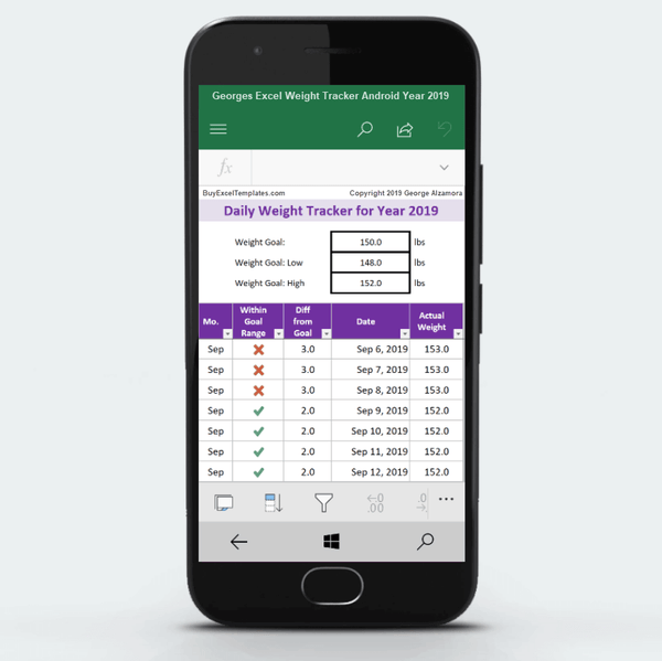 excel weight tracker