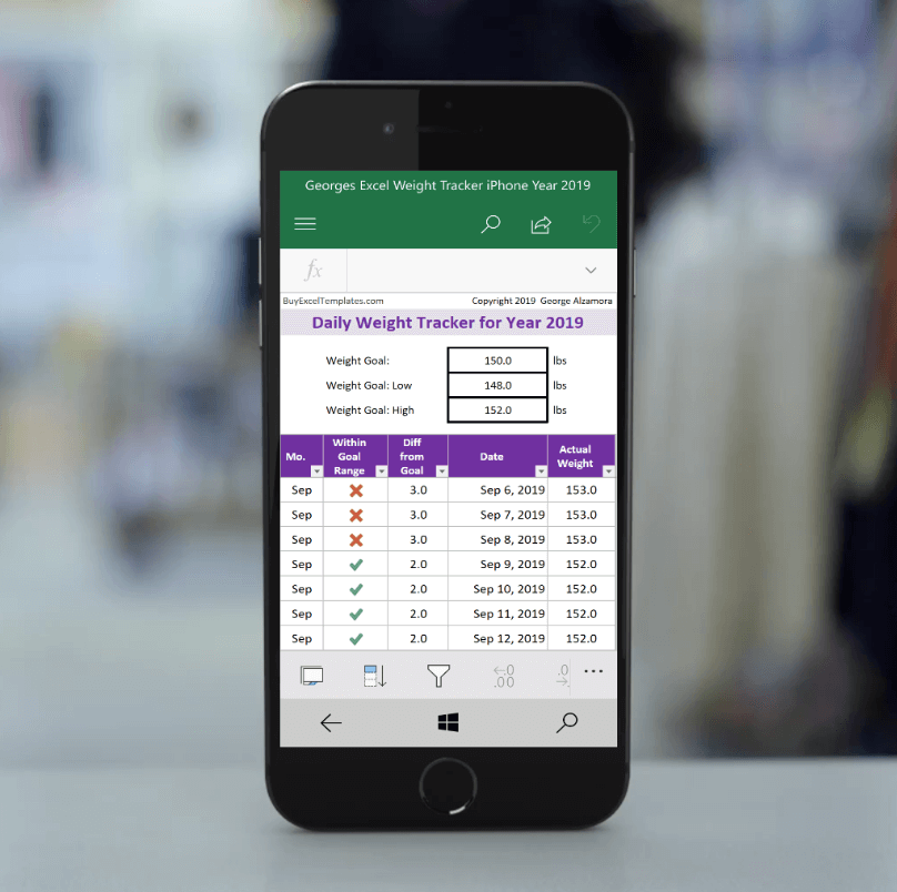 Excel Weight Tracker App for iPhone iOS for Year 2019 ...